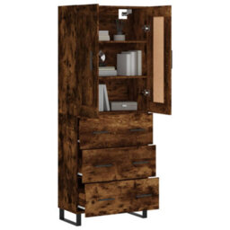 Berkfield Highboard Smoked Oak 69.5X34X180 Cm Engineered Wood - thumbnail 3