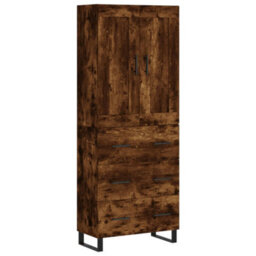 Berkfield Highboard Smoked Oak 69.5X34X180 Cm Engineered Wood - thumbnail 2
