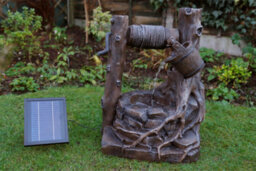 Gardenwize Outdoor Garden Rustic Brown Brick Well Solar Powered Water Fountain Feature - thumbnail 2