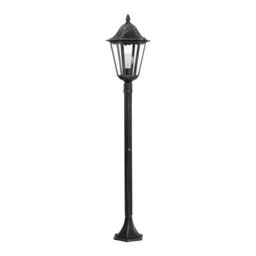 Elegant Ip44 Outdoor Bollard Light In Black & Silver - 1200mm Tall 60W E27 Lantern - thumbnail 1