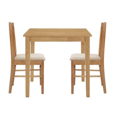 Dining Table Set, Small Wooden Kitchen Table & 2 Warm Cream Seat Dining Chairs - image 1