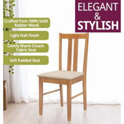 Dining Table Set, Small Wooden Kitchen Table & 2 Warm Cream Seat Dining Chairs - thumbnail 5