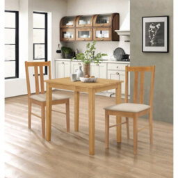 Dining Table Set, Small Wooden Kitchen Table & 2 Warm Cream Seat Dining Chairs - thumbnail 6