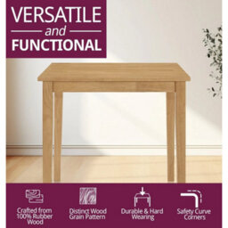 Dining Table Set, Small Wooden Kitchen Table & 2 Warm Cream Seat Dining Chairs - thumbnail 4