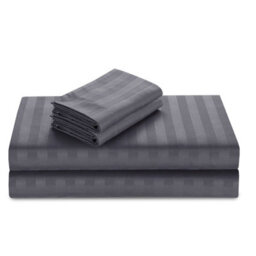 Casabella Satin Stripe Duvet Cover Sets, Double Grey Bedding With Satin Stripes, Double Duvet Set & Pillowcases - thumbnail 5