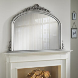 The Online Mirror Shop Overmantle Mirror Richmond Arched Shape With Antique Silver Frame- H 91Cm X W 122Cmx D 5Cm For Hanging Anywhere Inside Of The Home