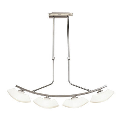 Luminosa Lighting Luminosa Lupa Telescopic Pendant Curved Linear Bar 4 Light G9, Polished Chrome/frosted White Glass - image 1