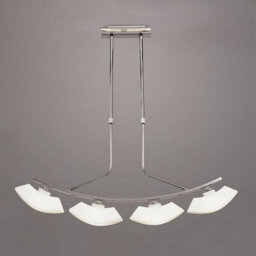 Luminosa Lighting Luminosa Lupa Telescopic Pendant Curved Linear Bar 4 Light G9, Polished Chrome/frosted White Glass - thumbnail 2