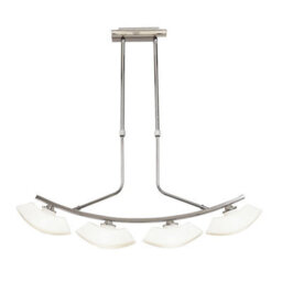 Luminosa Lighting Luminosa Lupa Telescopic Pendant Curved Linear Bar 4 Light G9, Polished Chrome/frosted White Glass - thumbnail 1