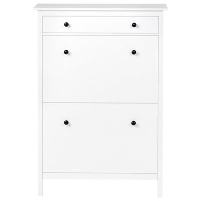 Wyld And Coco Nordichome White Mdf Shoe Storage Cabinet - 12-Pair Hallway Organizer, 2 Compartments, W89 X D30 X H127Cm - image 1