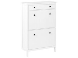 Wyld And Coco Nordichome White Mdf Shoe Storage Cabinet - 12-Pair Hallway Organizer, 2 Compartments, W89 X D30 X H127Cm - thumbnail 3