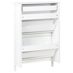 Wyld And Coco Nordichome White Mdf Shoe Storage Cabinet - 12-Pair Hallway Organizer, 2 Compartments, W89 X D30 X H127Cm - thumbnail 6