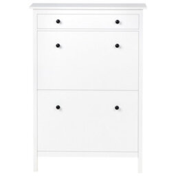 Wyld And Coco Nordichome White Mdf Shoe Storage Cabinet - 12-Pair Hallway Organizer, 2 Compartments, W89 X D30 X H127Cm - thumbnail 1
