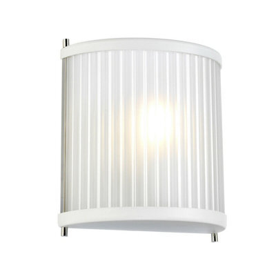 Elegant White Satin Wall Light With Polished Nickel Finish - Led E27 60W - image 1