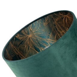 Happy Homewares Forest Green Velvet Lamp Shade With Inner Shiny Gold Palm Tree Design - thumbnail 4