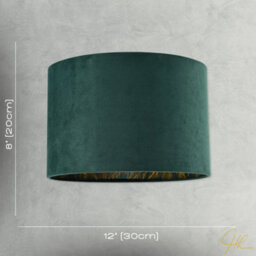 Happy Homewares Forest Green Velvet Lamp Shade With Inner Shiny Gold Palm Tree Design - thumbnail 7