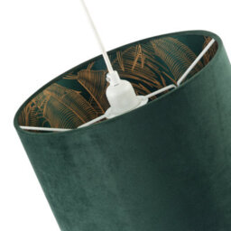Happy Homewares Forest Green Velvet Lamp Shade With Inner Shiny Gold Palm Tree Design - thumbnail 3
