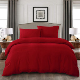 Ameha Plain 3-Piece Duvet Burgundy Quilt Cover Breathable Microfiber Reversible Single Set With Pillowcase 135 X 200 Cm - thumbnail 2