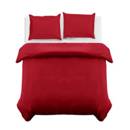 Ameha Plain 3-Piece Duvet Burgundy Quilt Cover Breathable Microfiber Reversible Single Set With Pillowcase 135 X 200 Cm - thumbnail 5