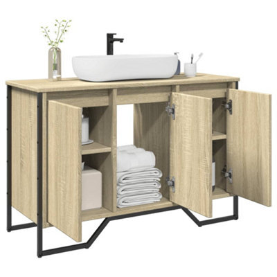 Walplus Bathroom Sink Cabinet Sonoma Oak 91X35X60 Cm Engineered Wood - image 1