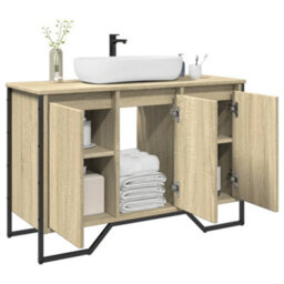 Walplus Bathroom Sink Cabinet Sonoma Oak 91X35X60 Cm Engineered Wood - thumbnail 1