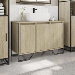 Walplus Bathroom Sink Cabinet Sonoma Oak 91X35X60 Cm Engineered Wood - thumbnail 3