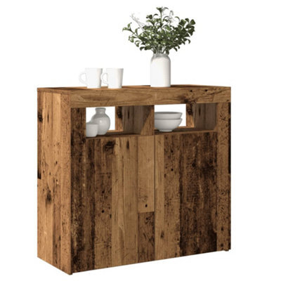 Berkfield Sideboard With Led Lights Old Wood 80X35X75 Cm Engineered Wood - image 1