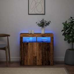 Berkfield Sideboard With Led Lights Old Wood 80X35X75 Cm Engineered Wood - thumbnail 5