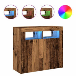 Berkfield Sideboard With Led Lights Old Wood 80X35X75 Cm Engineered Wood - thumbnail 2
