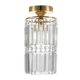 Living And Home Modern Chandelier Cylindrical Droplet Crystal Shade Gold Base Mount Ceiling Light Fixture - thumbnail 4