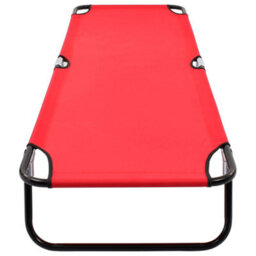 Berkfield Folding Sun Lounger Red Steel - thumbnail 5