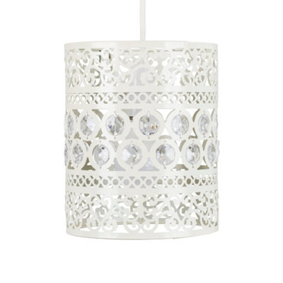 Valuelights Moroccan Contemporary Moroccan Style Shabby Chic White Metal Jewelled Ball Ceiling Light Shade (D)18Cm - image 1