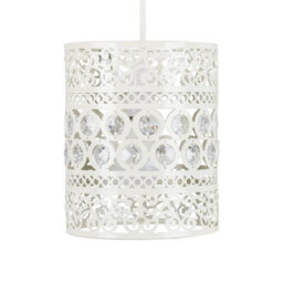 Valuelights Moroccan Contemporary Moroccan Style Shabby Chic White Metal Jewelled Ball Ceiling Light Shade (D)18Cm