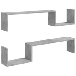 Vidaxl Wall Shelf 2 Pcs Concrete Grey 100X15X20 Cm Engineered Wood - thumbnail 1