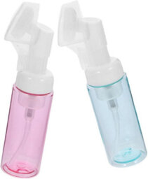 2 Pack 60Ml Clear Foaming Soap Dispenser With Brush, Refillable Pump Bottle For Face, Body, And Gel, Red And Green - thumbnail 1