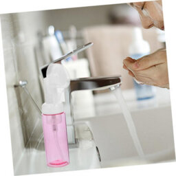 2 Pack 60Ml Clear Foaming Soap Dispenser With Brush, Refillable Pump Bottle For Face, Body, And Gel, Red And Green - thumbnail 4