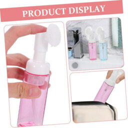 2 Pack 60Ml Clear Foaming Soap Dispenser With Brush, Refillable Pump Bottle For Face, Body, And Gel, Red And Green - thumbnail 3
