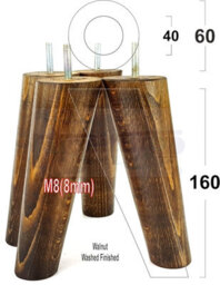 L&F Wood Legs Dark Walnut Washed 160mm High Set Of 4 Angled Replacement Furniture Feet Settee Chairs Sofas Footstools M8 - thumbnail 1