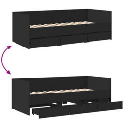 Berkfield Daybed With Drawers Without Mattress Black 75X190 Cm Small Single - thumbnail 8