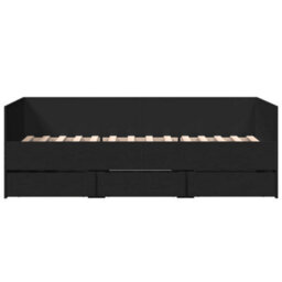 Berkfield Daybed With Drawers Without Mattress Black 75X190 Cm Small Single - thumbnail 4