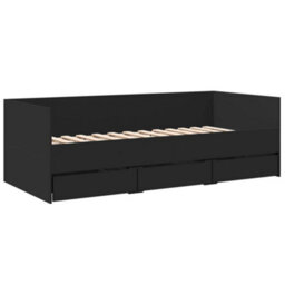 Berkfield Daybed With Drawers Without Mattress Black 75X190 Cm Small Single - thumbnail 3