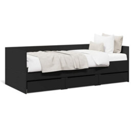 Berkfield Daybed With Drawers Without Mattress Black 75X190 Cm Small Single - thumbnail 2
