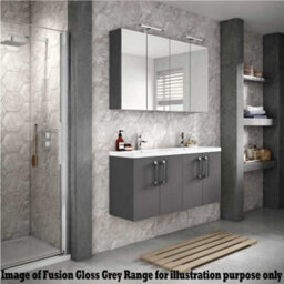 Hudson Reed Fusion Wall Hung 4 Drawer Vanity Unit & Twin Polymarble Basin, Stylish Vanity Unit With Basin, Gloss White, 1200mm - thumbnail 3