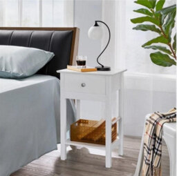 White Bedside Tables, Small End Tables Nightstands With Drawer For Home Set Of 2 - thumbnail 6
