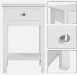White Bedside Tables, Small End Tables Nightstands With Drawer For Home Set Of 2 - thumbnail 5