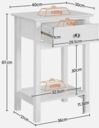 White Bedside Tables, Small End Tables Nightstands With Drawer For Home Set Of 2 - thumbnail 4