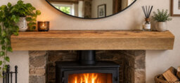 TT's Timber Supplies & Creations Rustic Solid Oak Fireplace Mantel Beam Handcrafted Seasoned English Oak Natural Oiled Finish 139.5Cm X 14.5Cm X 14Cm - thumbnail 1