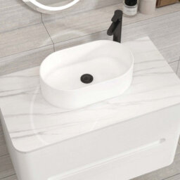 Royal Bathrooms Venice 800mm Gloss White Wall Mounted Bathroom Countertop Vanity Unit 2 Drawer With Peak Basin - thumbnail 6