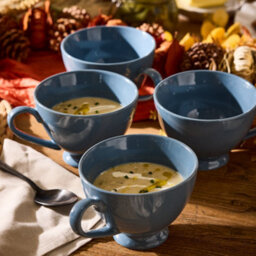 Dibor Set Of 12 Montmartre Large French Blue Ceramic Tea Cups Coffee Mugs H9.7Cm X Dia13.5Cm - thumbnail 2