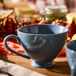 Dibor Set Of 12 Montmartre Large French Blue Ceramic Tea Cups Coffee Mugs H9.7Cm X Dia13.5Cm - thumbnail 3